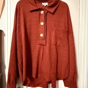 Women's V-Neck Sweater in Rust